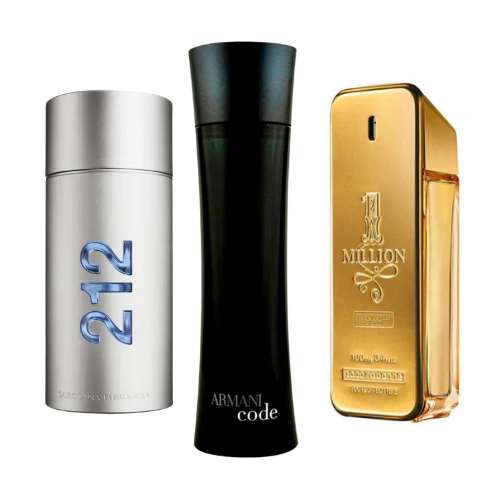 Промоционално комбо от 3 парфюма: 212 Men NYC, Paco Rabanne One Million и Armani Code Homme, по 100 мл всеки.