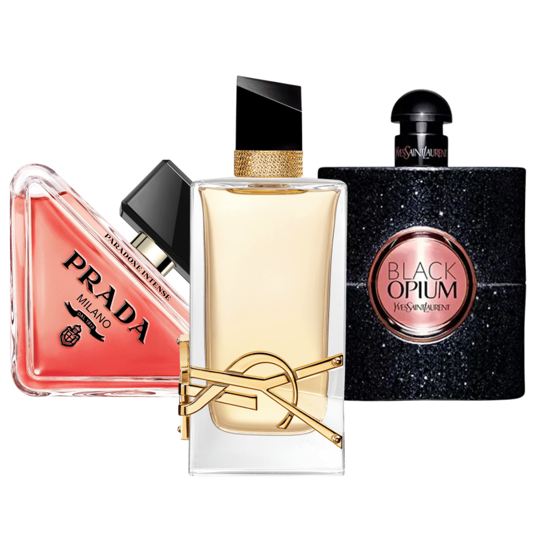 Промоционално комбо от 3 парфюма: Prada Paradox, Black Opium Yves Saint Laurent и Libre, по 100 мл всеки.